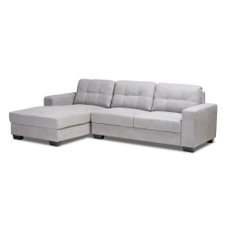 Baxton Studio Langley Modern and Contemporary Light Grey Fabric Upholstered Sectional Sofa with Left Facing Chaise